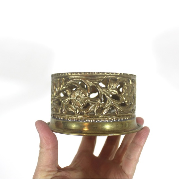 Vintage Brass Wine Coaster, Bottle Holder or Pillar Candle Holder - Picture 6 of 7